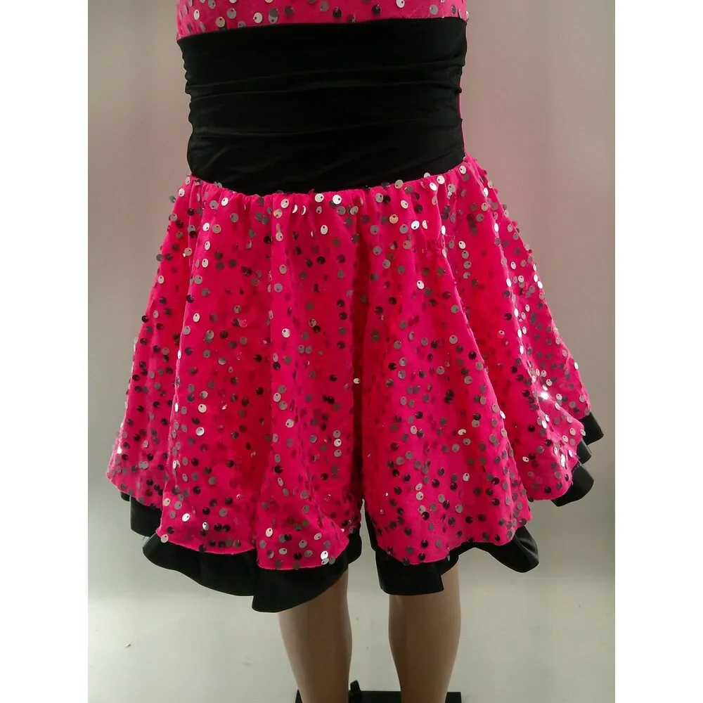 Pre-Owned Dance Costume Medium Child Pink Costume Gallery 17316 Jazz Tap Cloggi